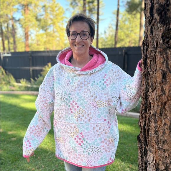 mommajsews Tops - Upcycled  Colorful Patchwork Hoodie